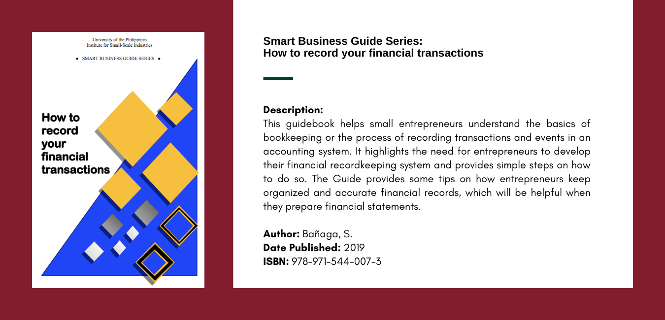 institute for small-scale industries SBG_How to Record Your Financial Transactions