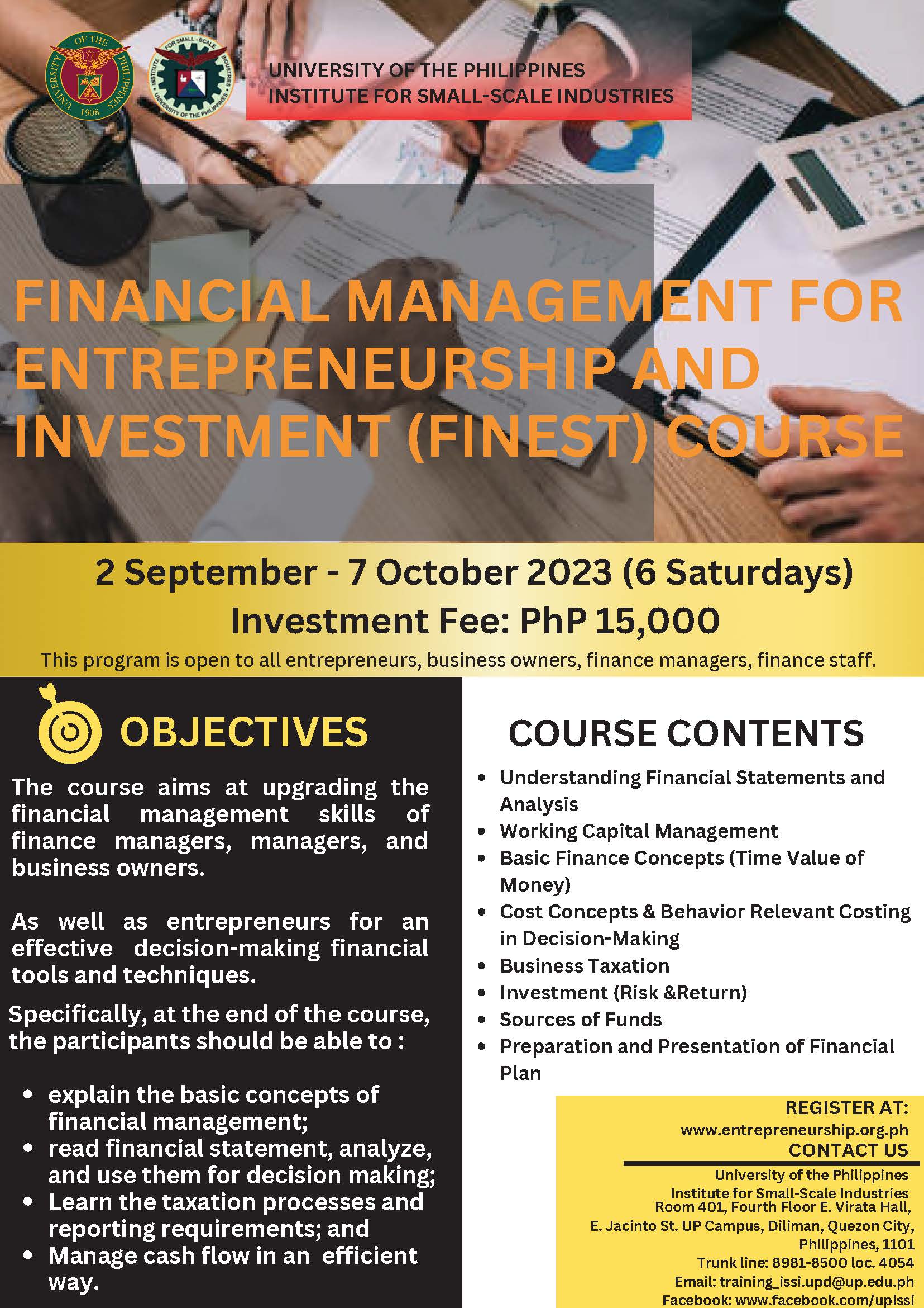 8th Financial Management for Entrepreneurship and Investment (FINEST